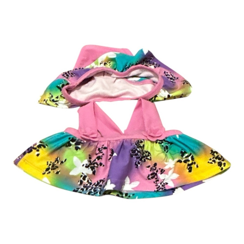 Infant girl 
Rainbow Floral Two-Piece Swimsuit Bikini 12 months UPF 50+ NWT